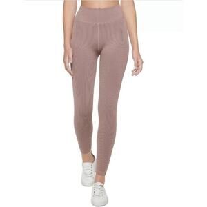 Calvin Klein Performance Ribbed High Waist 7/8 Tight Leggings S stardust mauve